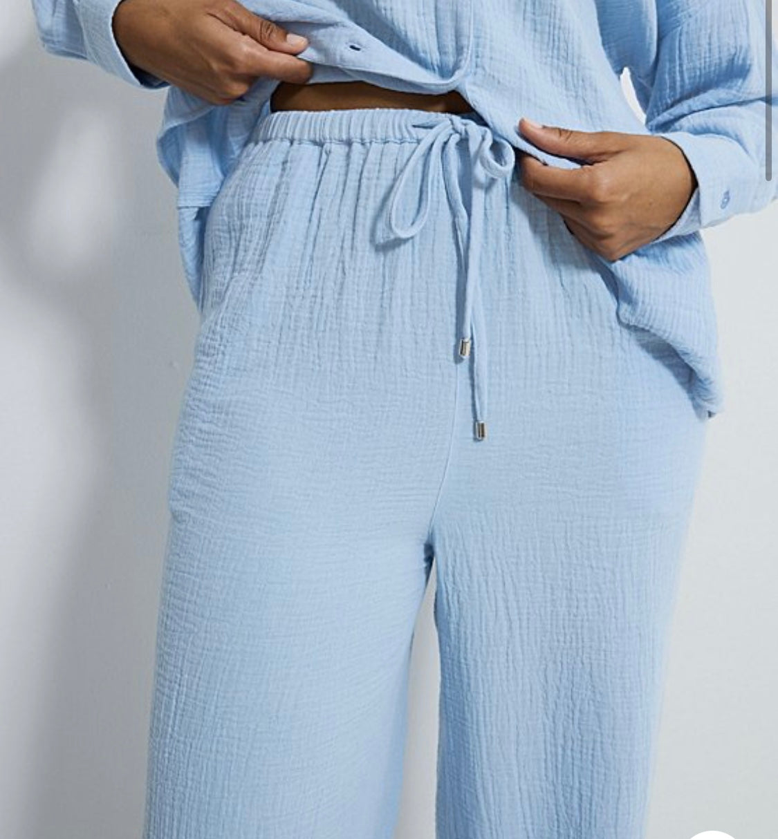 EX-George Light Blue Double Cloth Wide Leg Trousers