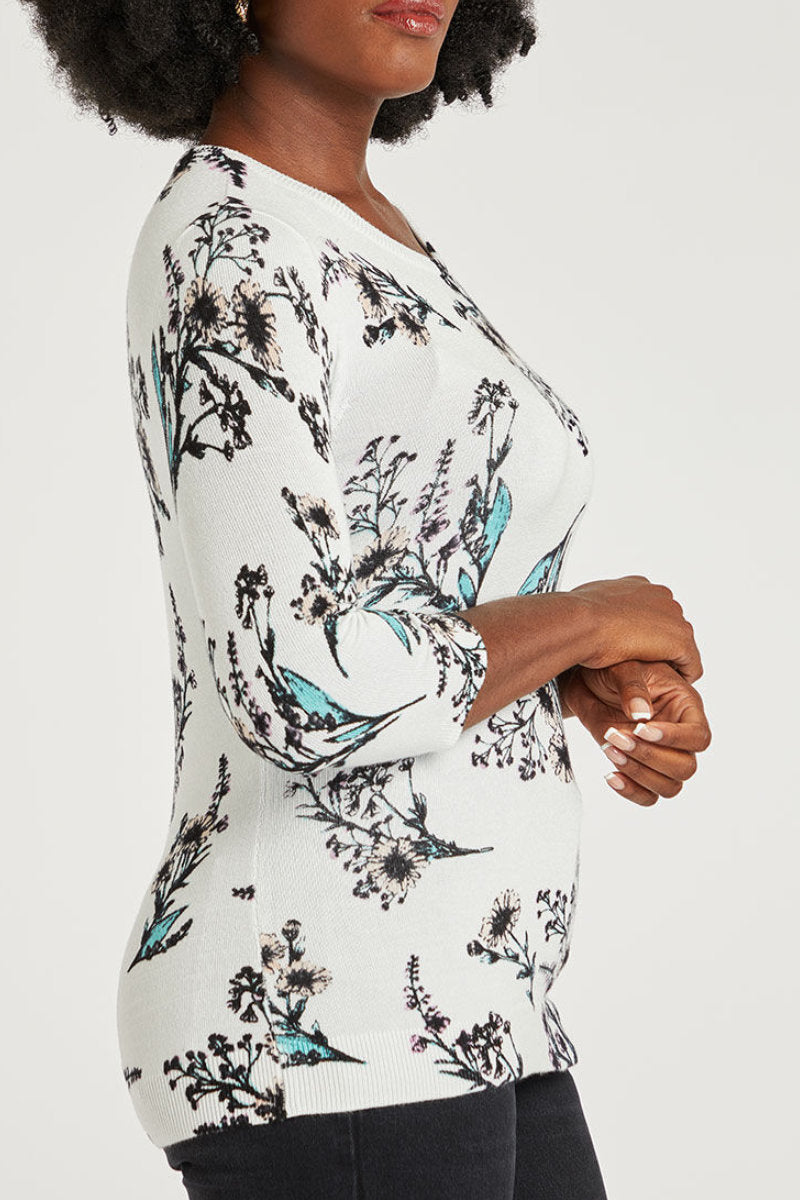 Ex Bonmarche Floral Fine Knit Top
