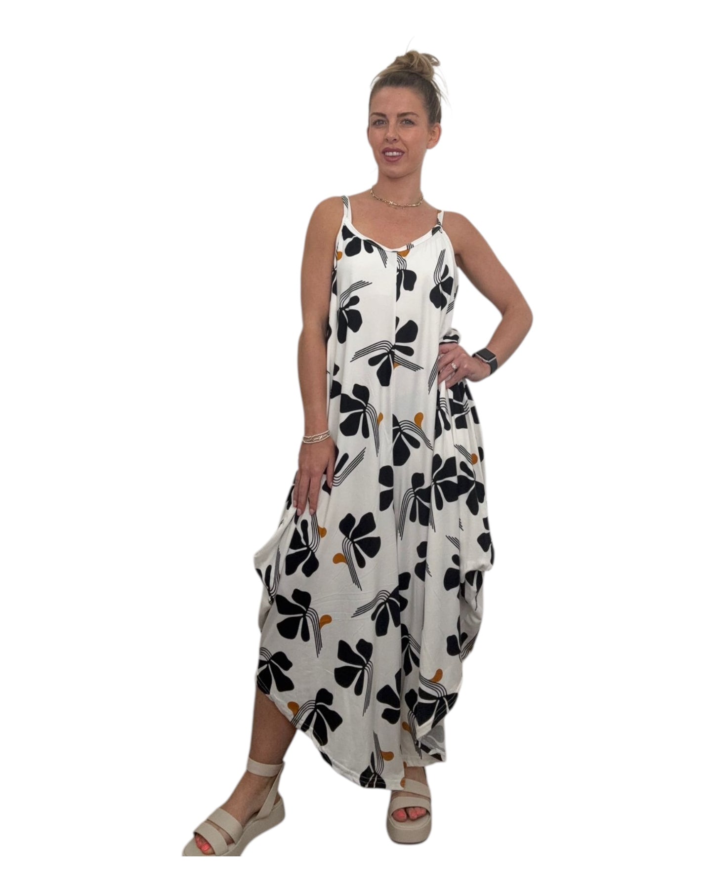 Black & Tan Print Strappy Jumpsuit