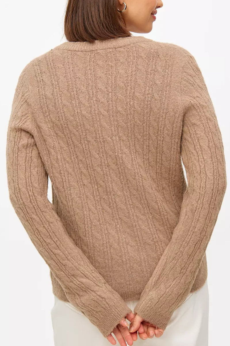 Ex Chain Store Camel Cable Knit Cardigan
