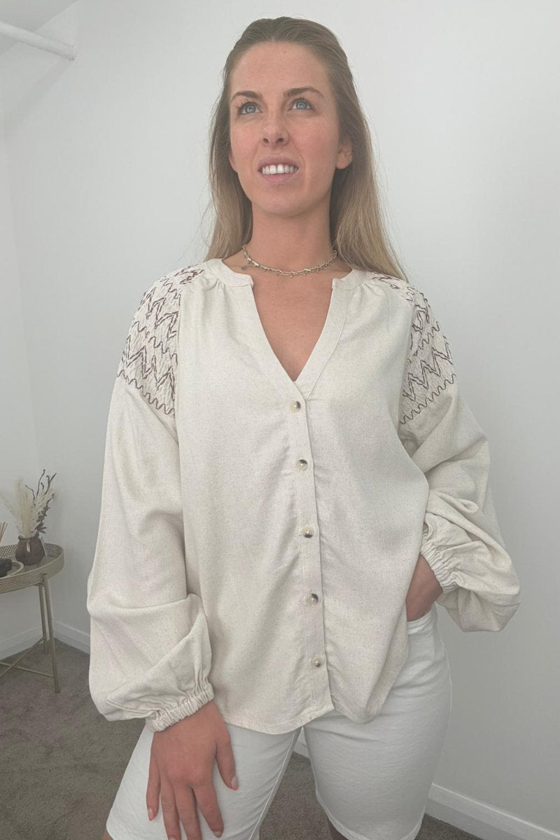 Ex Nutmeg Zigzag Stone Blouse