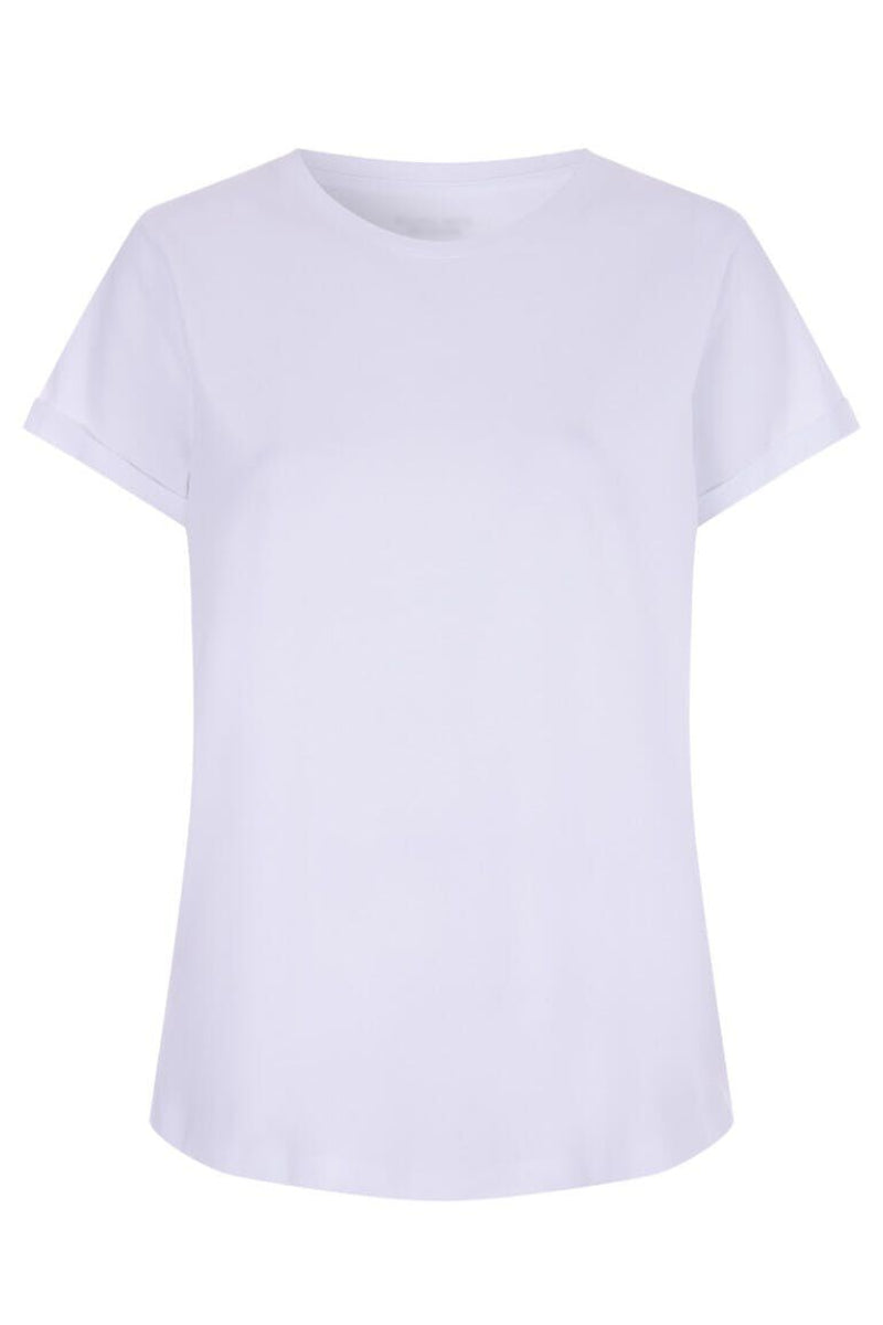 Ladies Basic White Curve Back T-Shirt