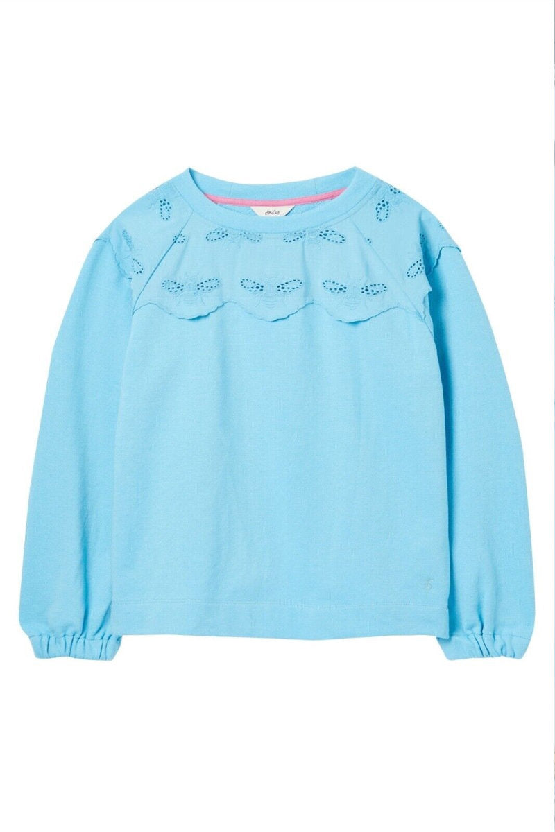 Joules Brinley Bee Broderie Relaxed Sweatshirt Light Blue