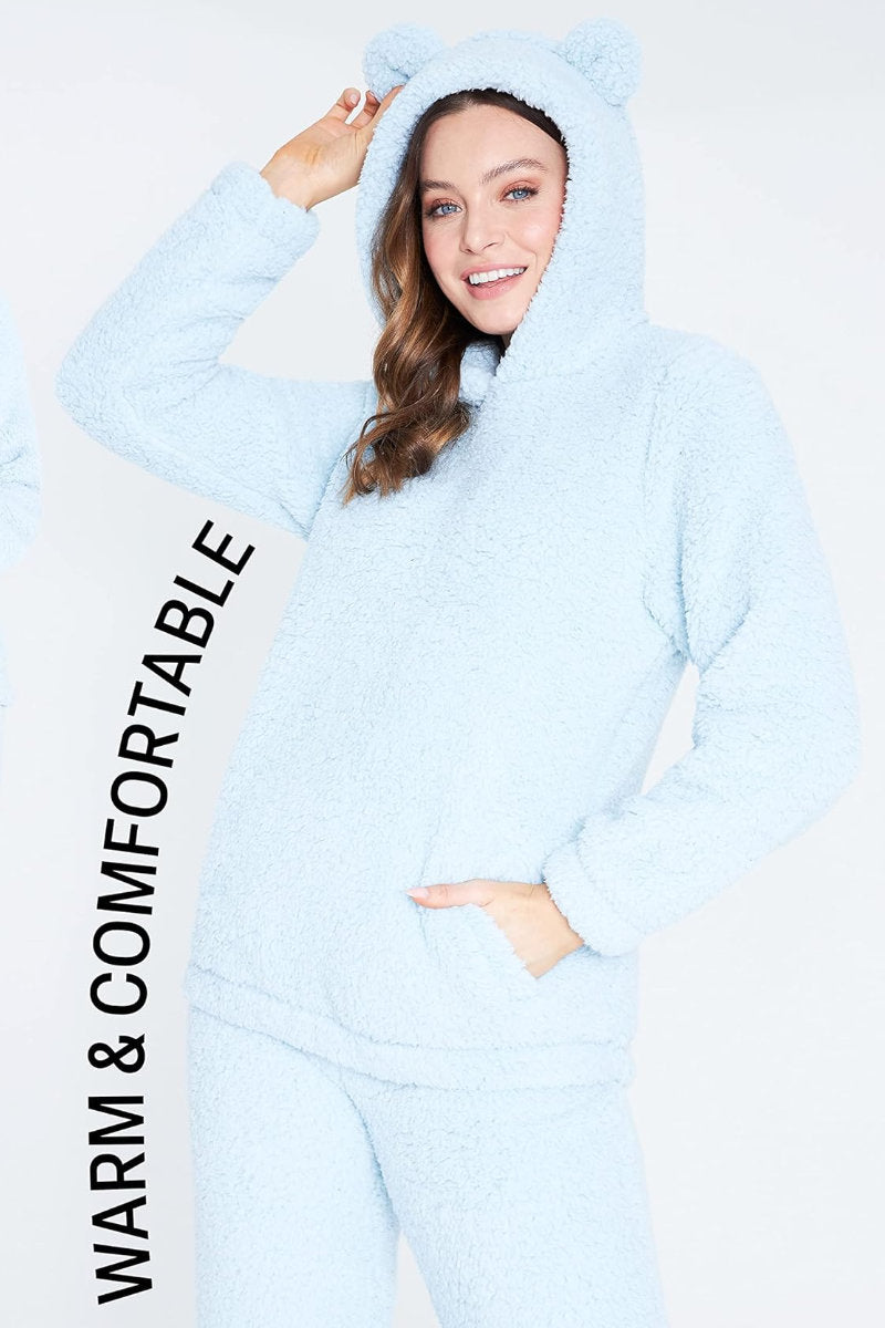 Ladies CityComfort 2-Piece Teddy Fleece Pyjama Set Baby Blue