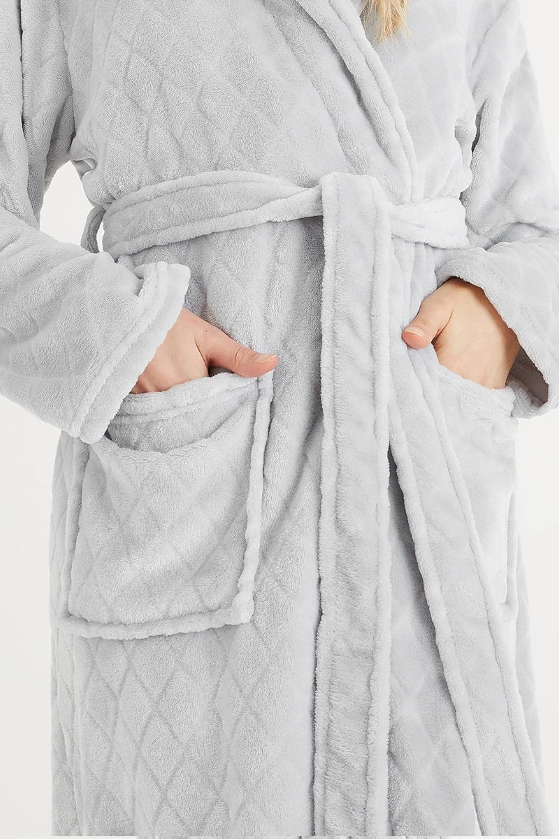 Ladies City Comfort Soft Fleece Silver Dressing Gown