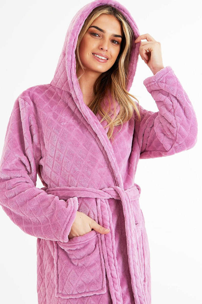 Ladies City Comfort Soft Fleece Orchid Dressing Gown