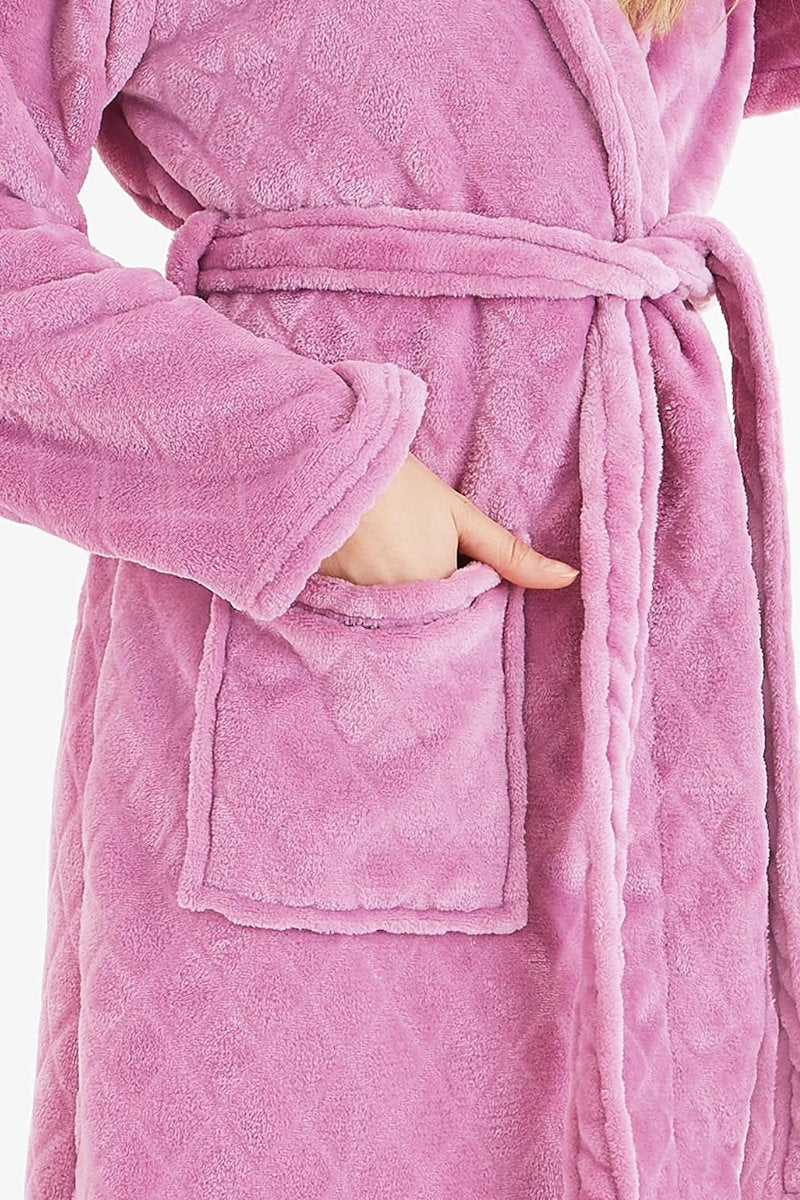 Ladies City Comfort Soft Fleece Orchid Dressing Gown