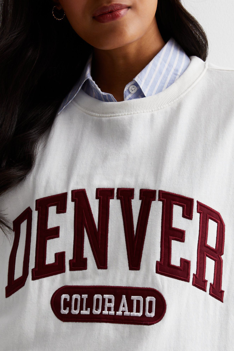 Ex New Look Denver Colorado Cream Sweatshirt