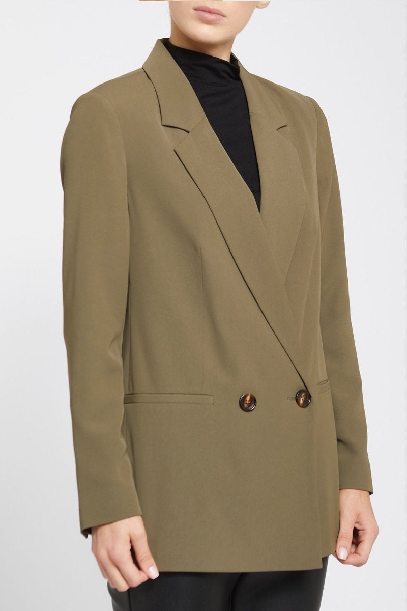 Famous Store Double-Breasted Blazer Olive