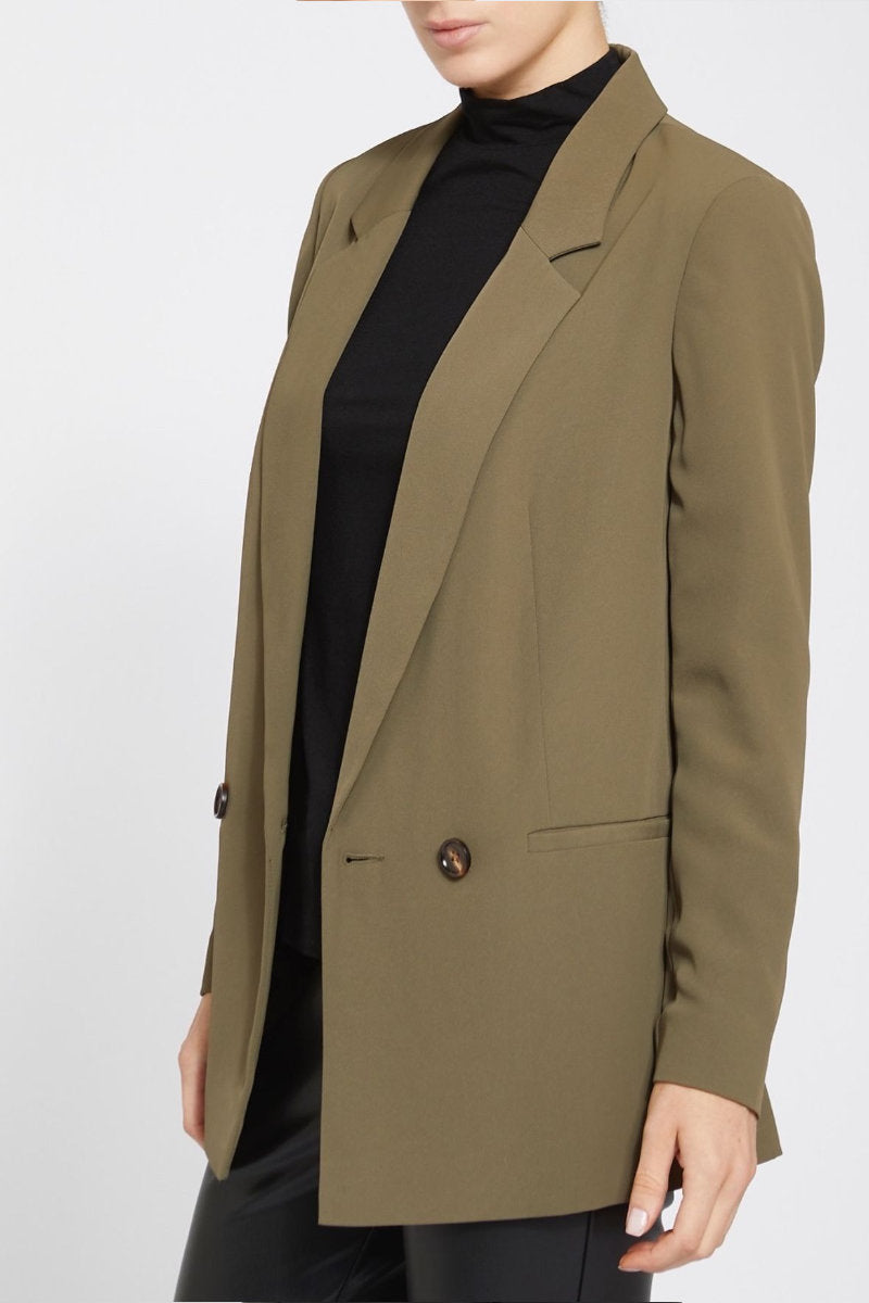 Famous Store Double-Breasted Blazer Olive