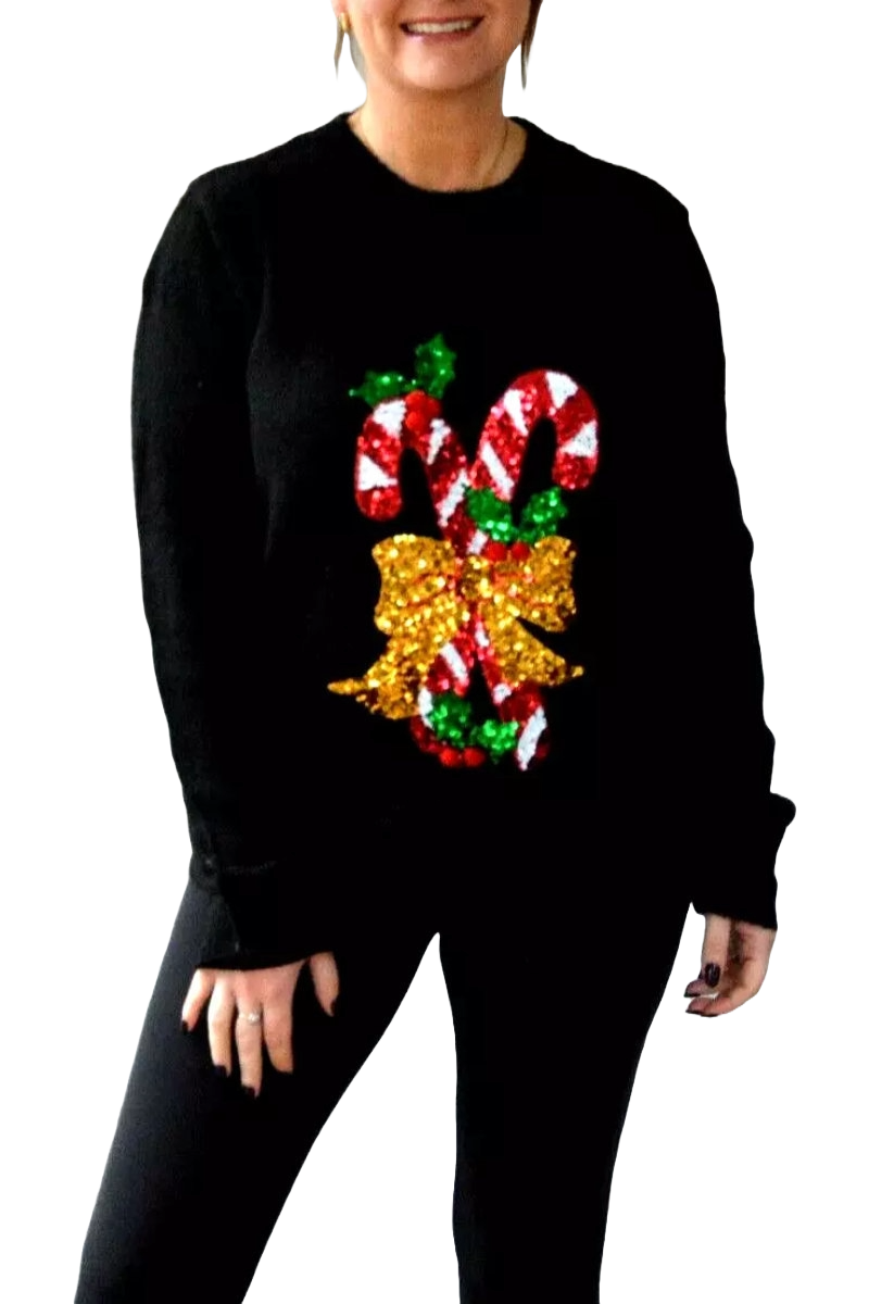 Ex-George Black Sequin Light Up Christmas Jumper