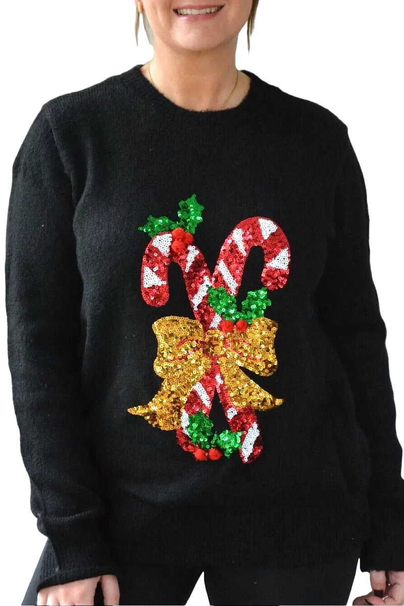 Ex-George Black Sequin Light Up Christmas Jumper