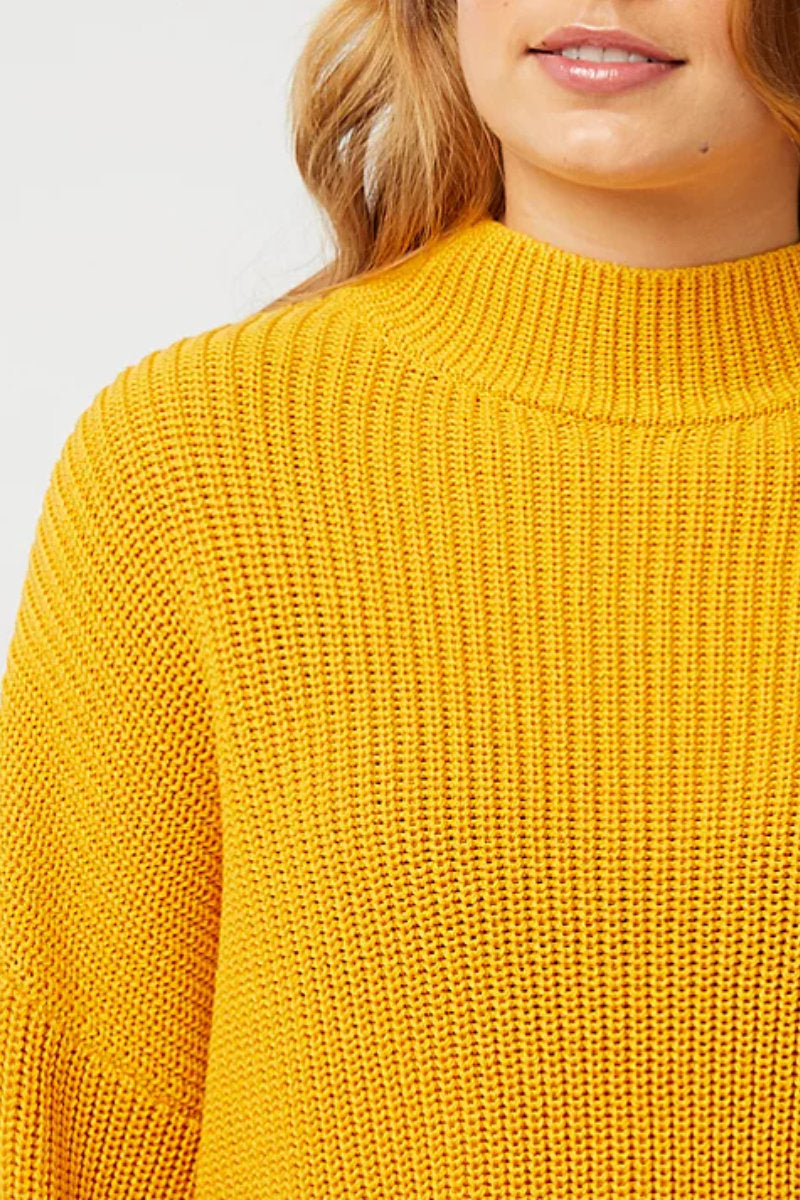 Supermarket Label Flare Knit Jumper Yellow