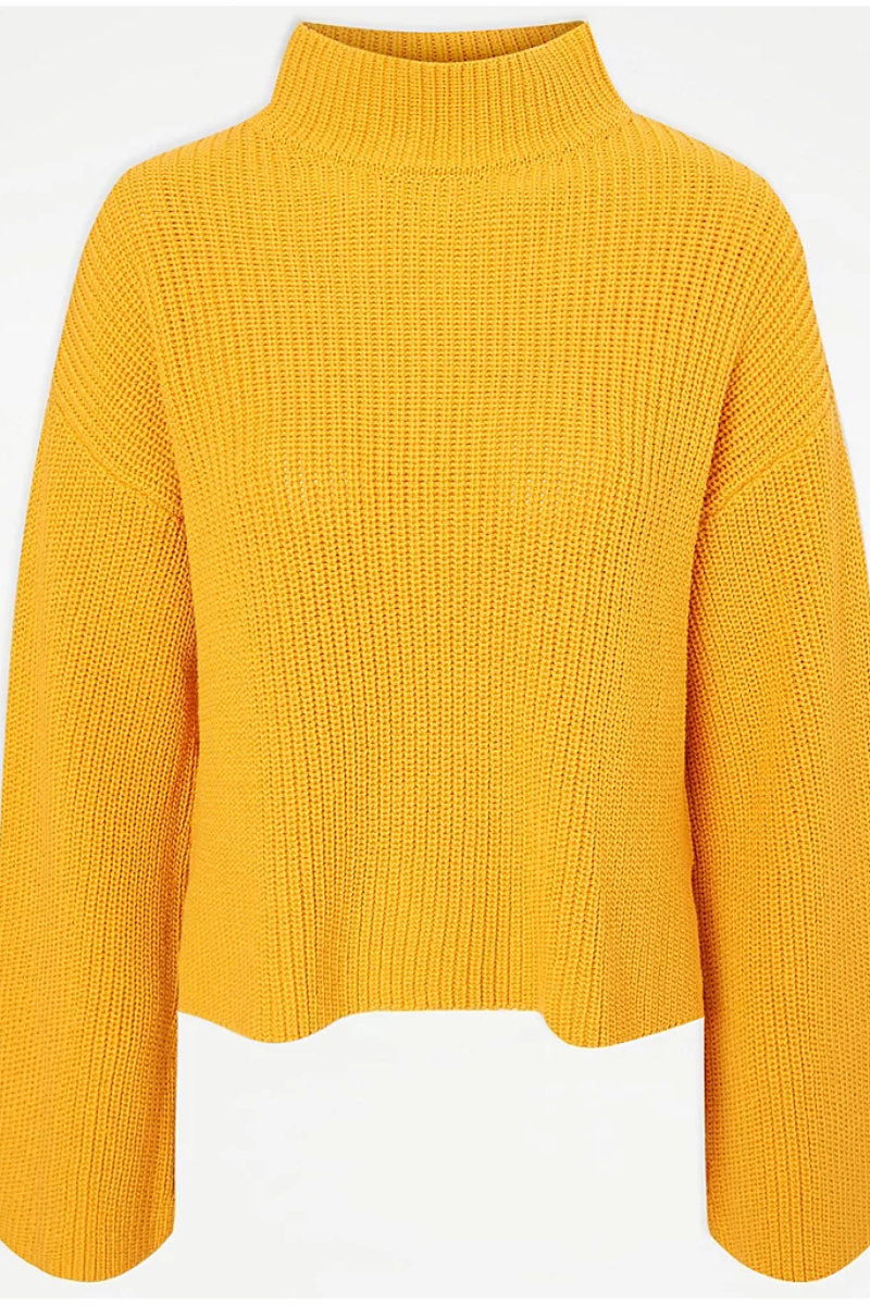 Supermarket Label Flare Knit Jumper Yellow