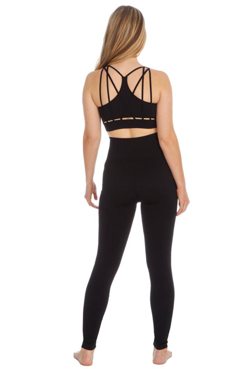 Ladies Seamless Black Gym Top