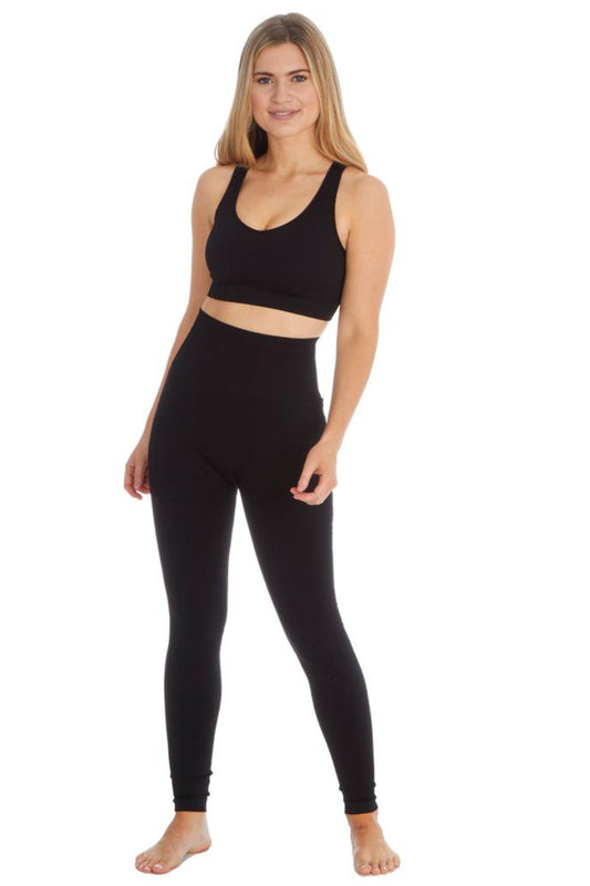 Ladies Seamless Black Gym Top