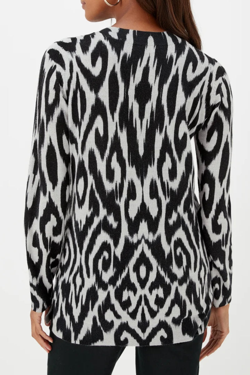 Famous Store Grey Ikat Print Soft Touch Jumper