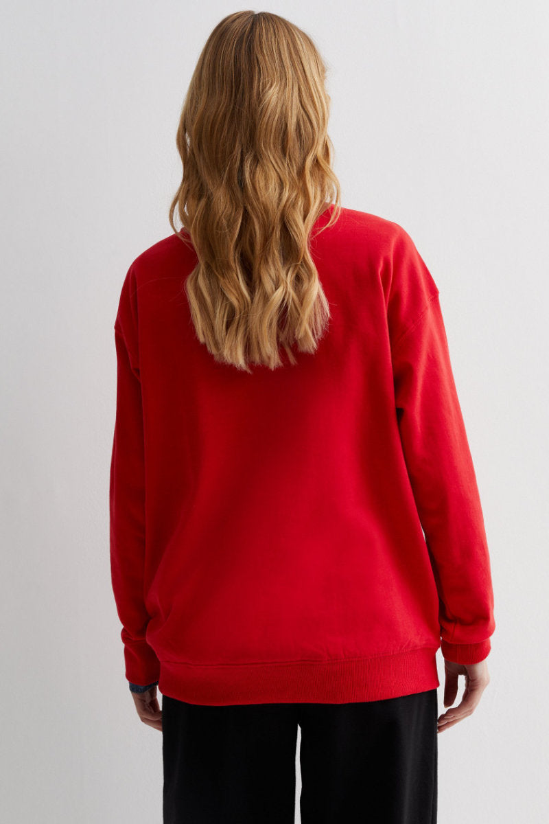 Ex New Look L'Amour Red Crew Neck Sweatshirt