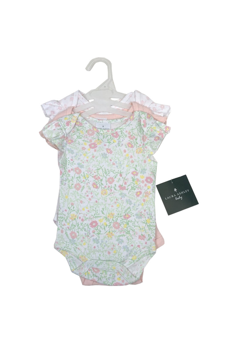 Laura Ashley Green Pretty Baby Pack 3 Bodysuits/Vests