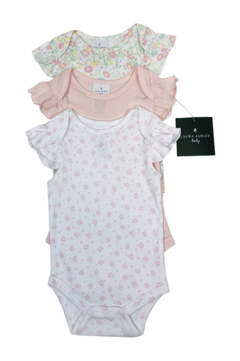 Laura Ashley Green Pretty Baby Pack 3 Bodysuits/Vests