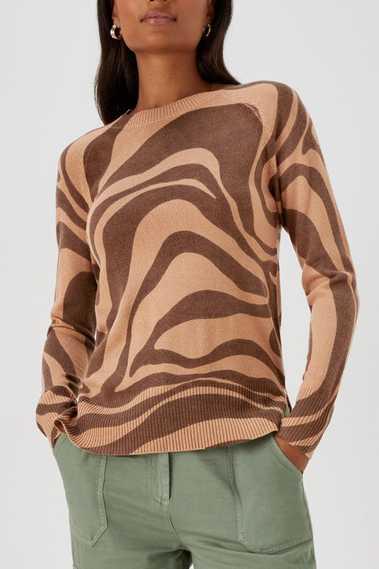 Famous Store Swirl Print Jumper in Brown