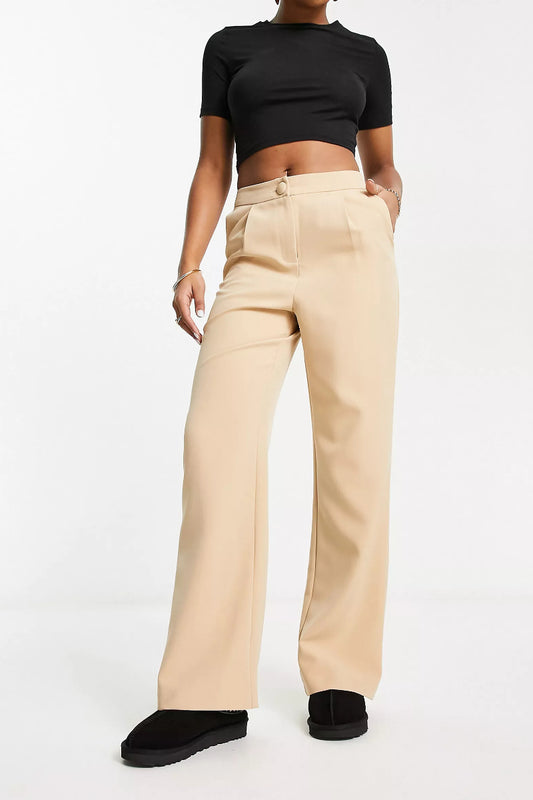 Ex-Miss Selfridge Slouchy Straight Leg Trousers Stone