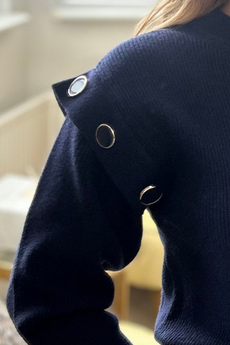 Naf Naf Navy Side Button Jumper