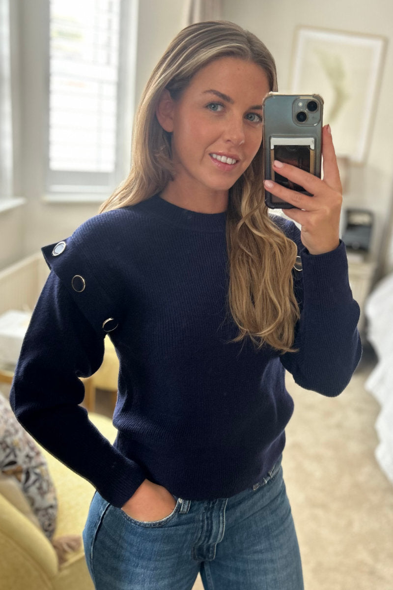 Naf Naf Navy Side Button Jumper