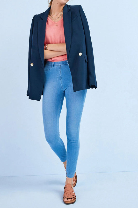 Famous Store Jersey Denim Leggings Blue Bleach