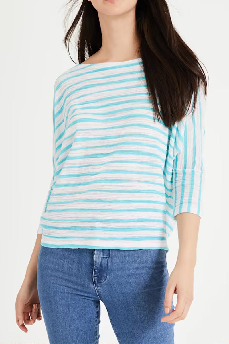 Ex-Phase Eight Brinley Stripe Knit Top Aqua