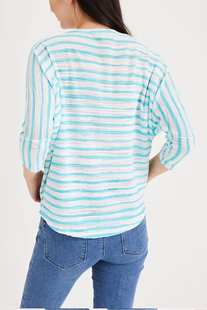 Ex-Phase Eight Brinley Stripe Knit Top Aqua