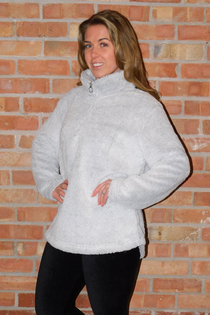 Peaches & Dreams Ladies Grey Half Zip Fleece