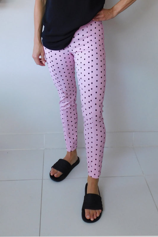 Pink Polka Dot Stretch Trouser