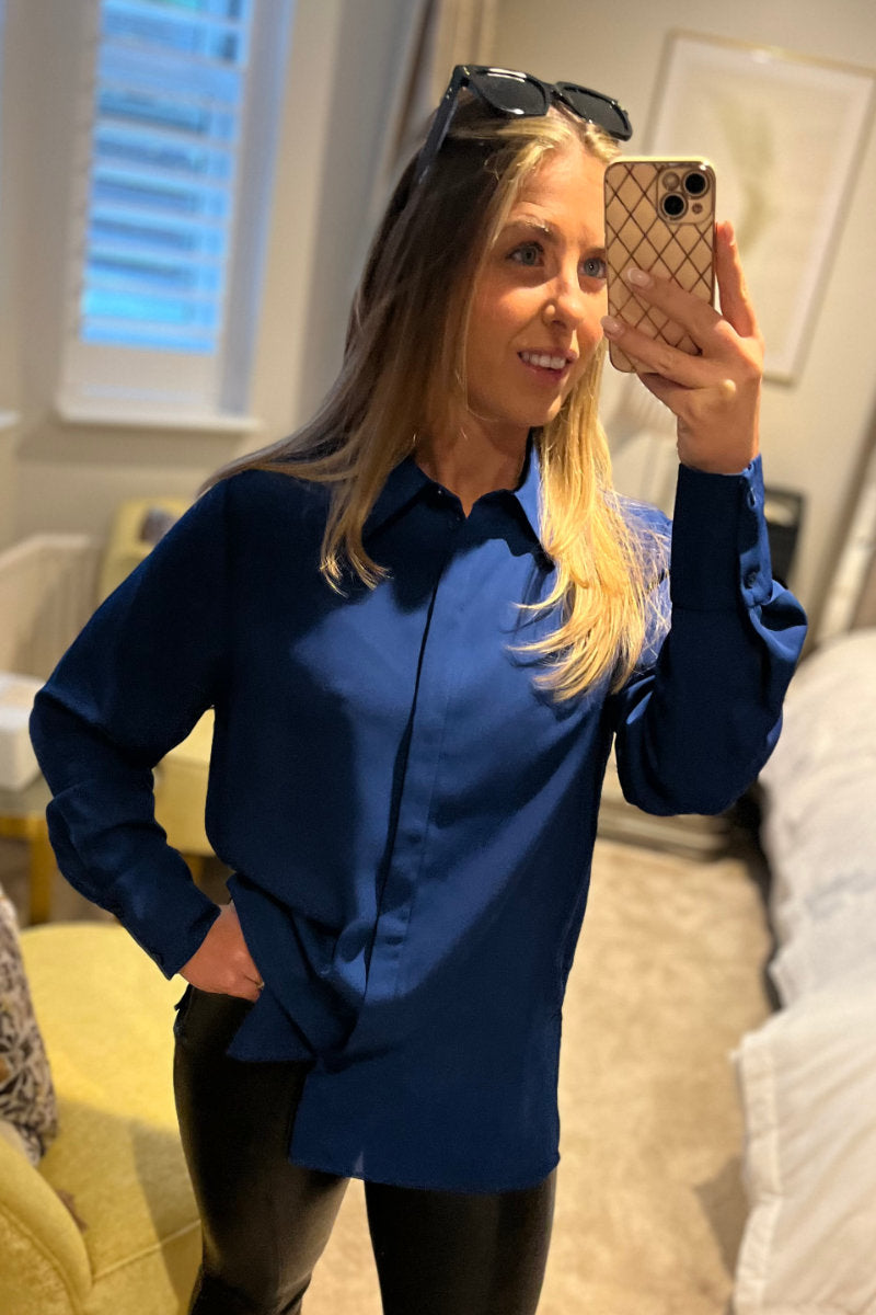 Famous Store Ladies Classic Royal Blue Shirt