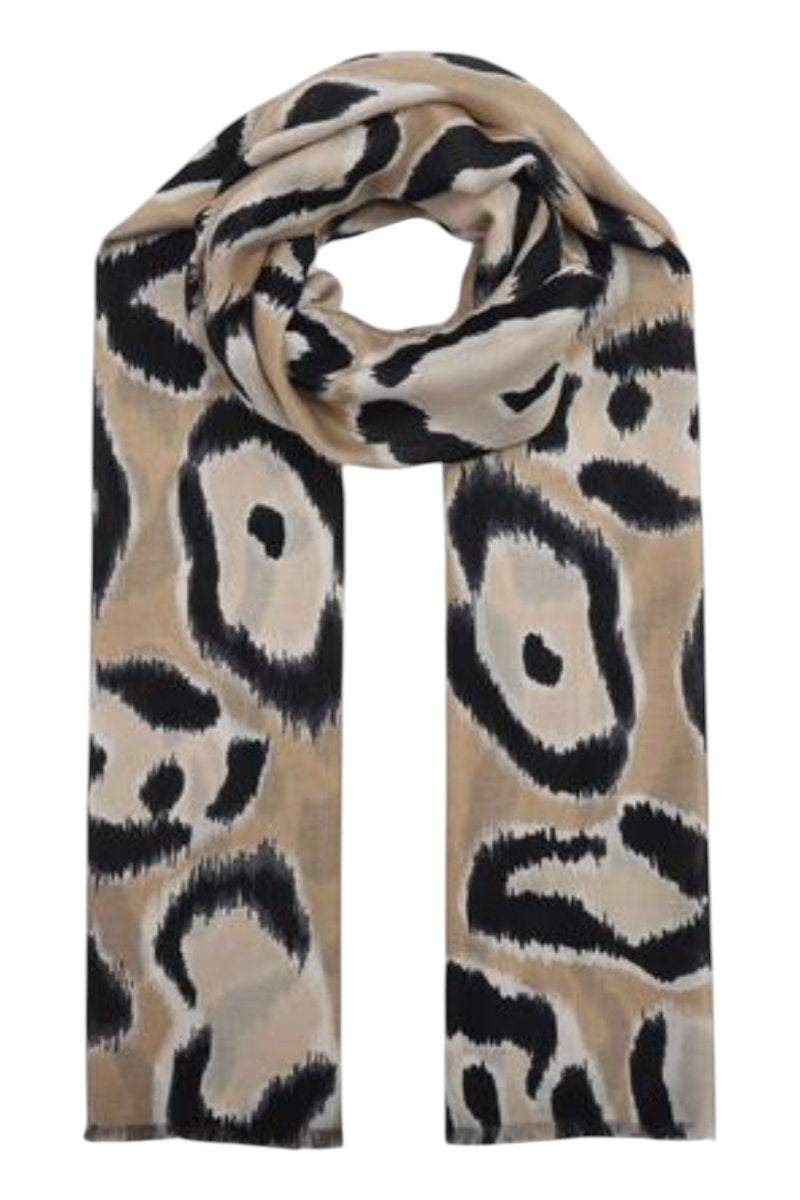 Ladies Cream & Black Animal Print Scarf