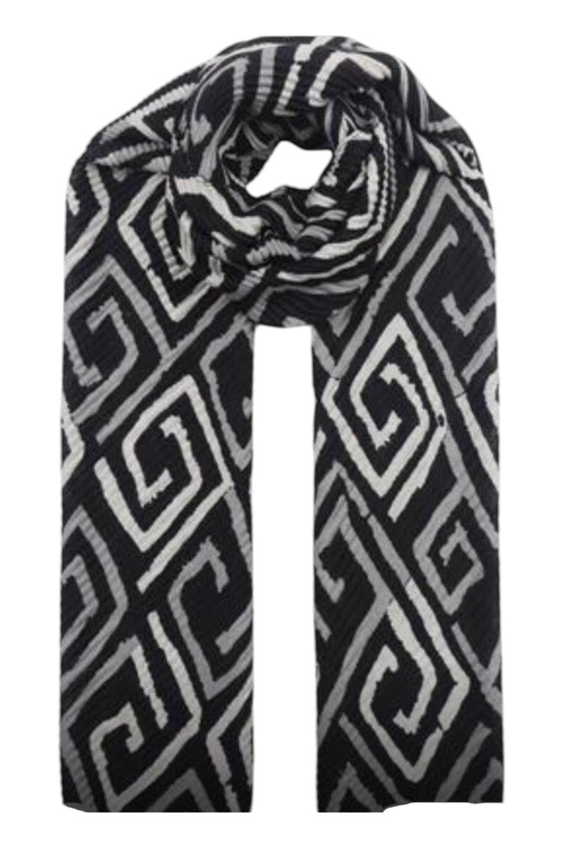 Ladies Aztec Black & Grey Print Scarf