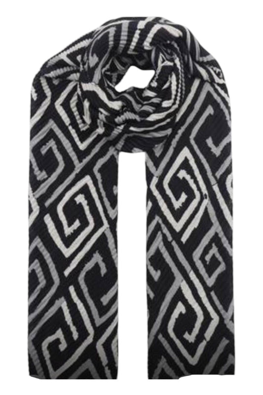 Ladies Aztec Black & Grey Print Scarf