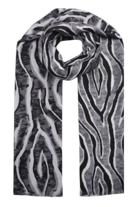 Ladies Black & Grey Tiger Print Scarf