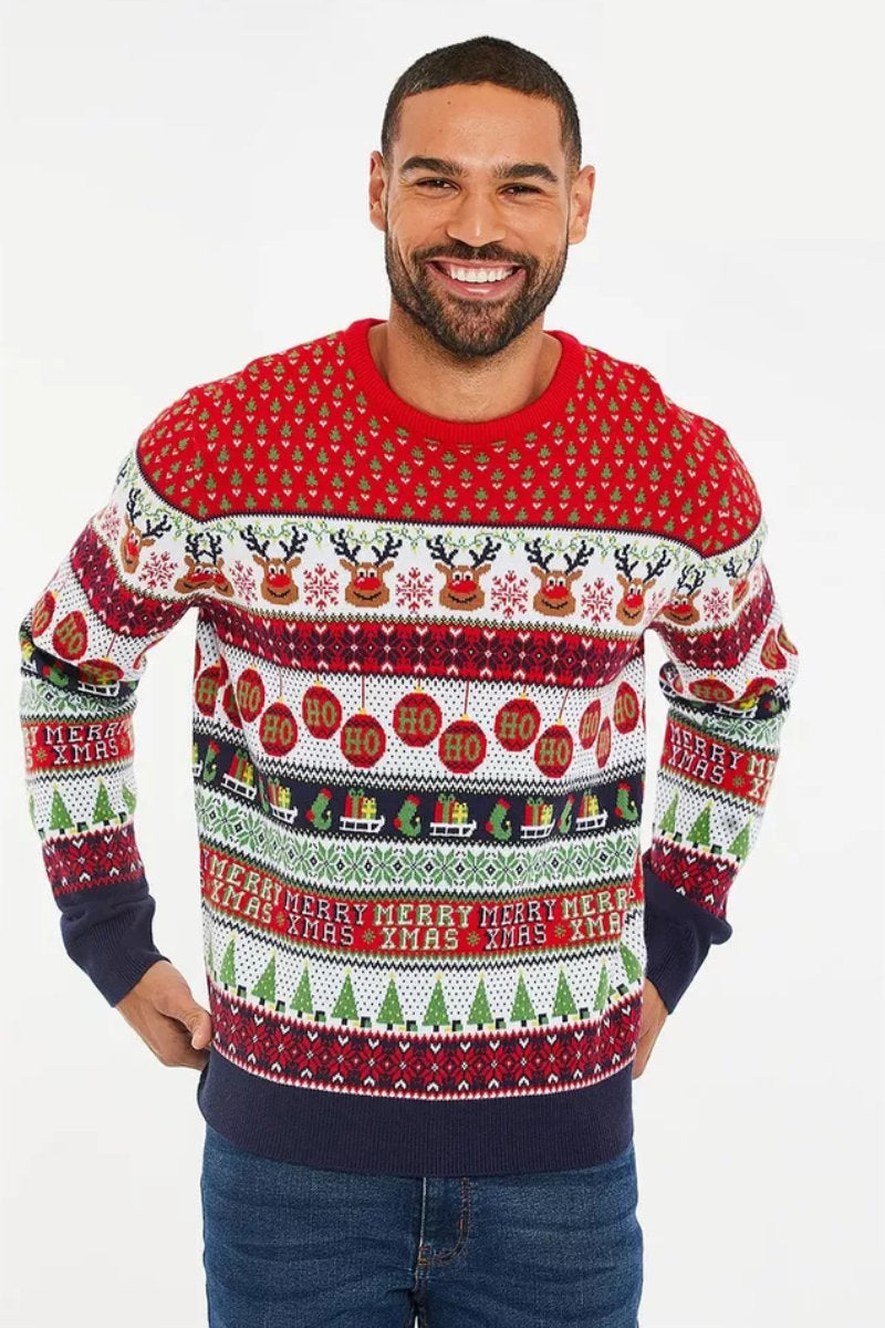 Mens Ex-Threadbare Reindeer Jumper