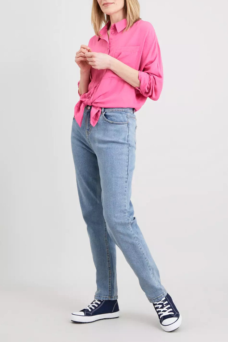 Ladies Relaxed Fit Pocket Shirt Pink