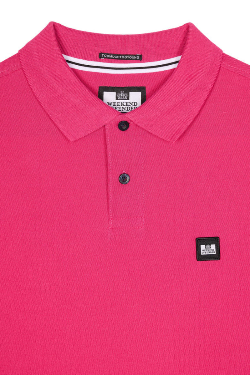 Men's Ex-Weekend Offender Badge Polo Shirt Hot Pink